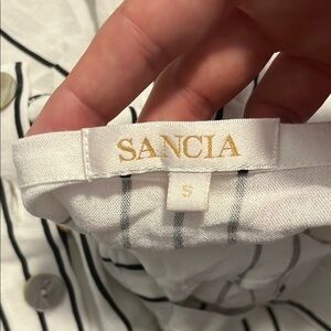 Sancia Anthropologie White Striped Wide Leg Cotton Jumpsuit Romper